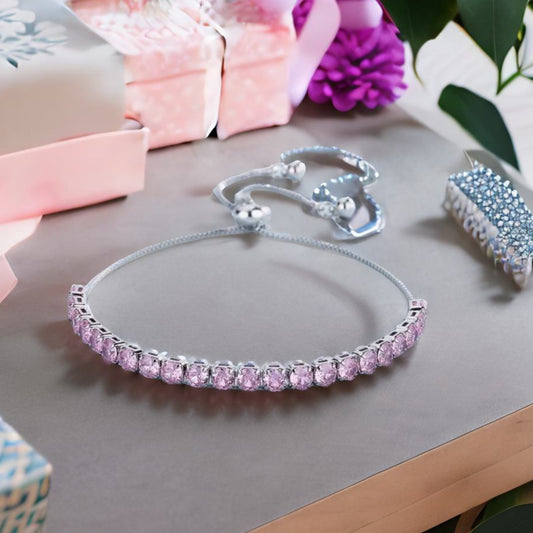 Iced Pink Tennis Bracelet